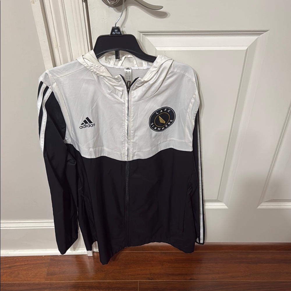 Adidas Black and White Windbreaker Jacket